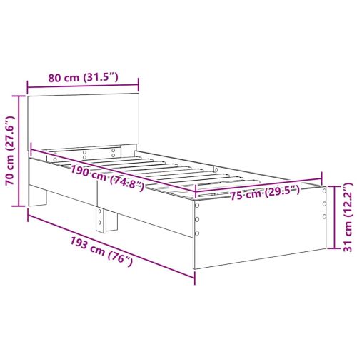 Рамка за легло с таблото Черния дъб 75 x 190 cm Инженерно дърво
