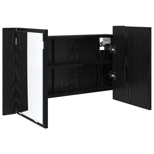 Шкаф с огледало за баня с рафт Черния дъб 80 x 12 x 45 см