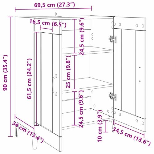 Служебен шкаф Черния дъб 69,5 x 34 x 90 см Инженерно дърво