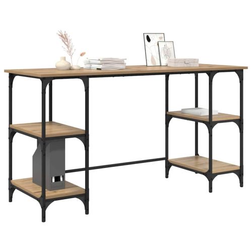 Бюро с рафт със съхранение Дъб 140 x 50 x 75 см Инженерно дърво