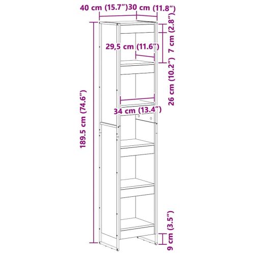 Шкаф за книги Сив Сонома 80 x 30 x 155 см Инженерно дърво