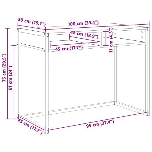 Бюро със съхранение Димящ дъб 100 x 50 x 75 cm Инженерно дърво