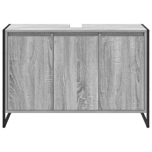 Шкаф за баня с врата Сив Сонома 90 x 30 x 60 cm Инженерно дърво