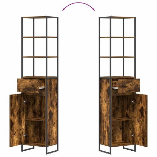 Шкаф за баня с врата Димящ дъб 40 x 30 x 180 см Инженерно дърво