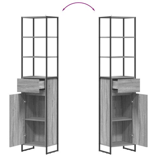 Шкаф за баня Сив Сонома 40 x 30 x 180 см Инженерно дърво