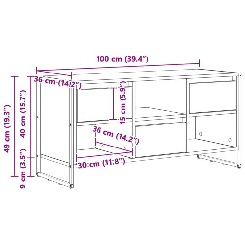 ТВ шкаф Сив Сонома 100 x 36 x 49,5 см Инженерно дърво