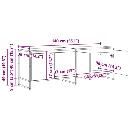 ТВ шкаф Черния дъб 140 x 36 x 49.5 см Инженерно дърво