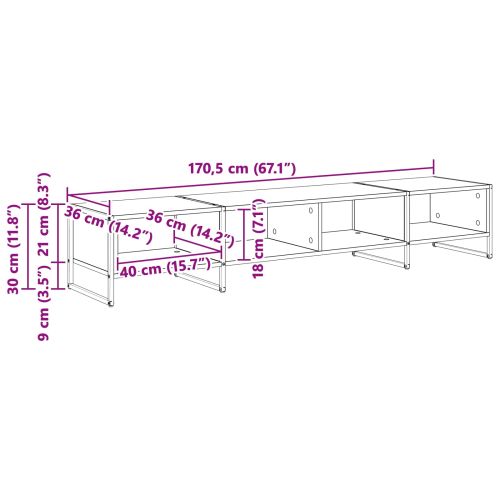 ТВ шкаф Черния дъб 170.5 x 36 x 30.5 см Инженерно дърво
