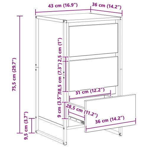 Служебен шкаф Черния дъб 42 x 36 x 75.5 см Инженерно дърво