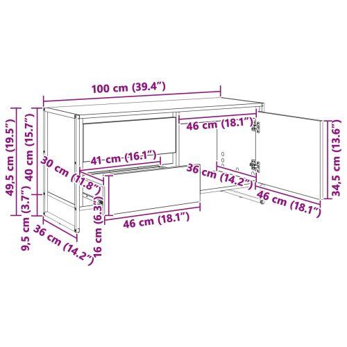 ТВ шкаф с чекмедже Димящ дъб 100 x 36 x 49.5 см Инженерно дърво