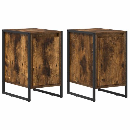 Нощно шкафче 2 pcs Димящ дъб 39,5 x 30 x 50 см Инженерно дърво