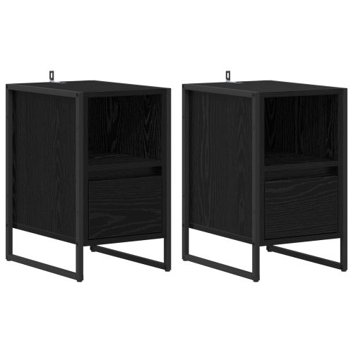 Нощно шкафче 2 pcs Черния дъб 39,5 x 30 x 50 см Инженерно дърво