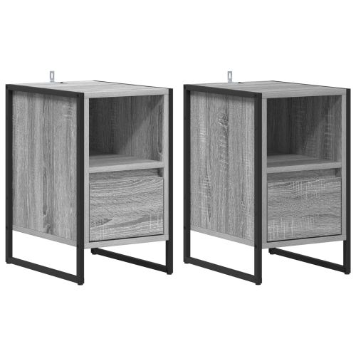 Нощно шкафче 2 pcs Сив Сонома 39,5 x 30 x 50 см Инженерно дърво