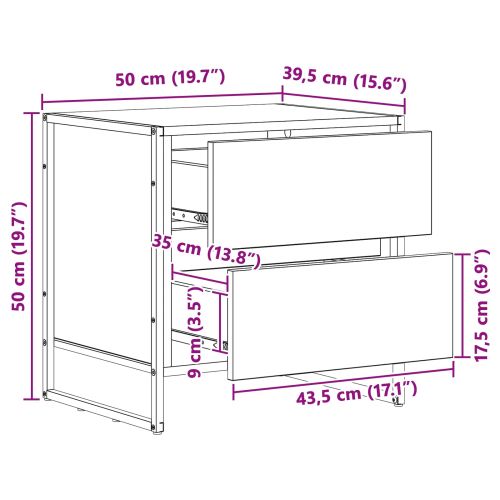 Нощно шкафче Димящ дъб 50 x 39.5 x 50 см Инженерно дърво