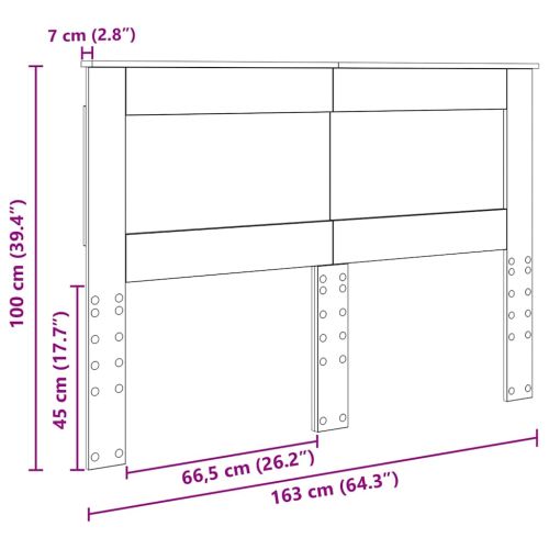 Облегалка за глава с таблото Сив Сонома 160 cm Инженерно дърво