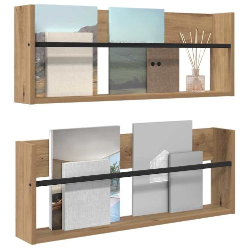Етажерка за списания 2 pcs Дъб 80 x 12 x 30 см Инженерно дърво