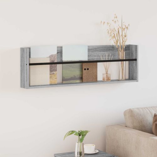 Етажерка за списания с рафт Сив Сонома 100 x 12 x 30 см