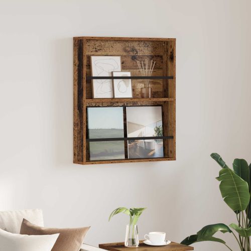 Етажерка за списания с рафт Старо дърво 60 x 12 x 70 см