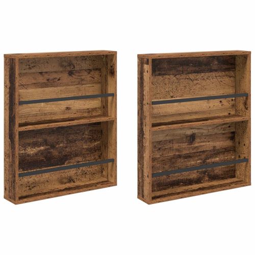 Етажерка за списания с рафт 2 pcs Старо дърво 60 x 12 x 70 см