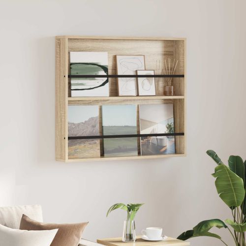Етажерка за списания Сонома дъб 80 x 12 x 70 см Инженерно дърво