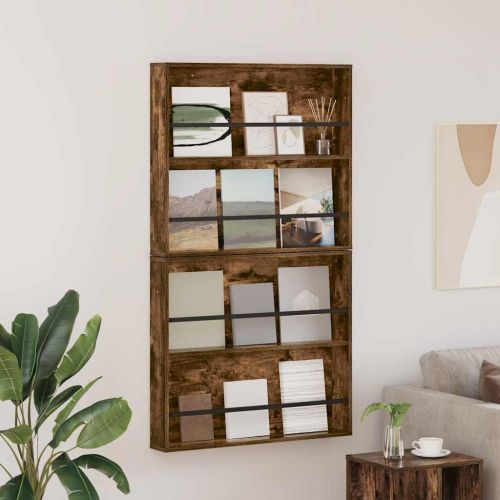 Етажерка за списания с рафт 2 pcs Димян дъб 80 x 12 x 70 см