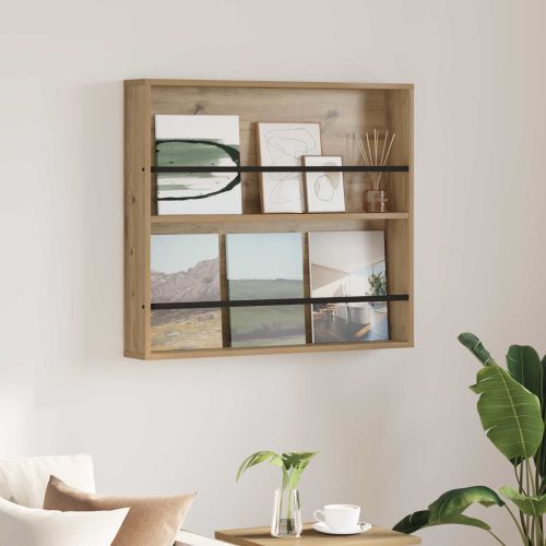 Етажерка за списания с рафт Дъб 80 x 12 x 70 см Инженерно дърво