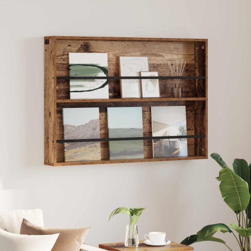 Етажерка за списания с рафт Старо дърво 100 x 12 x 70 см