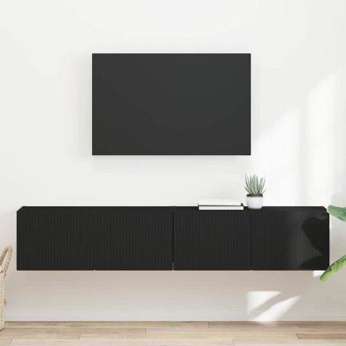 TV стенен шкаф 2 pcs Черно 60 x 31 x 29.5 см Инженерно дърво