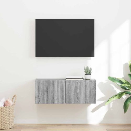 TV стенен шкаф Сив Сонома 60 x 31 x 29.5 см Инженерно дърво