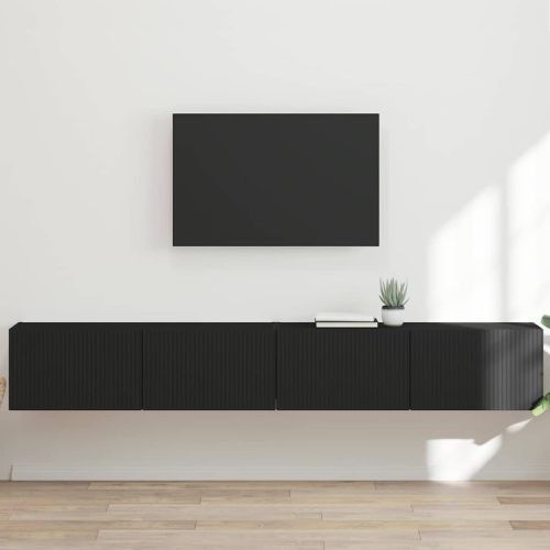 TV стенен шкаф 2 pcs Черно 60 x 31 x 29.5 см Инженерно дърво