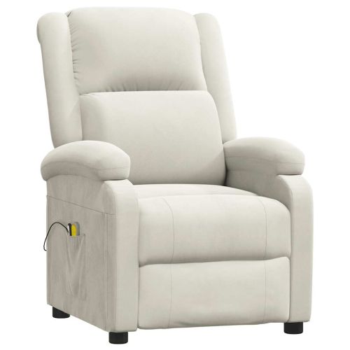 Електрически масажен стол, кремав, кадифе