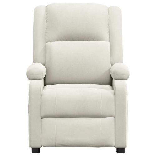 Електрически масажен стол, кремав, кадифе