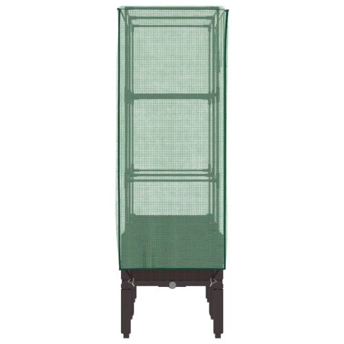 Повдигнато легло с оранжерия калъф, ратанов вид, 80x40x140 см