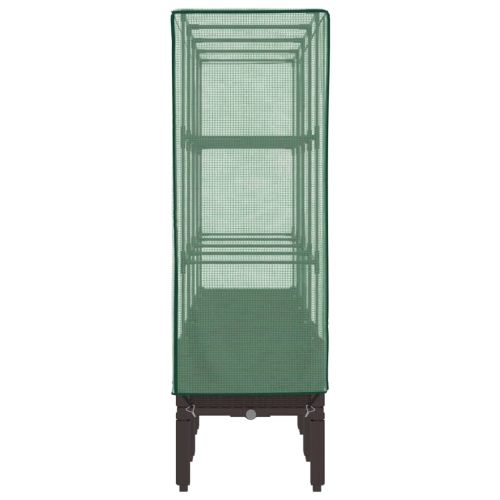 Повдигнато легло с оранжерия калъф, ратанов вид, 160x40x140 см