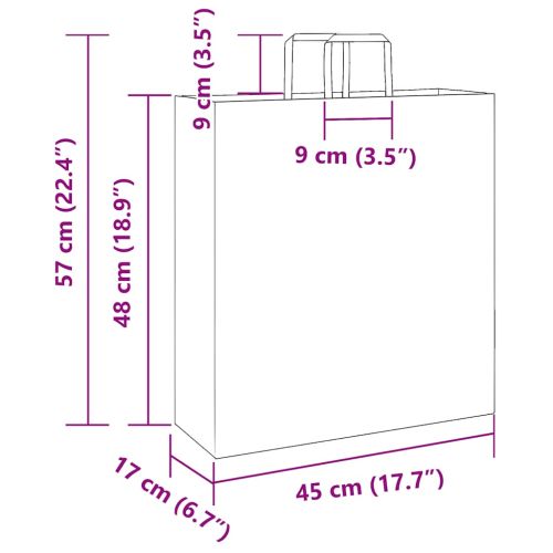 Хартиени торбички 250 бр с дръжки червени 45x17x48 см