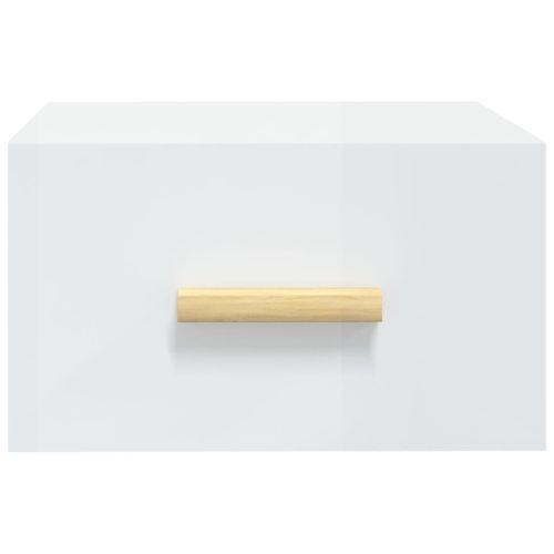 Нощно шкафче за стенен монтаж, бял гланц, 35x35x20 см