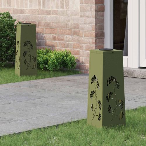 Соларна LED светлина за пътека 2 pcs Маслинено зелено