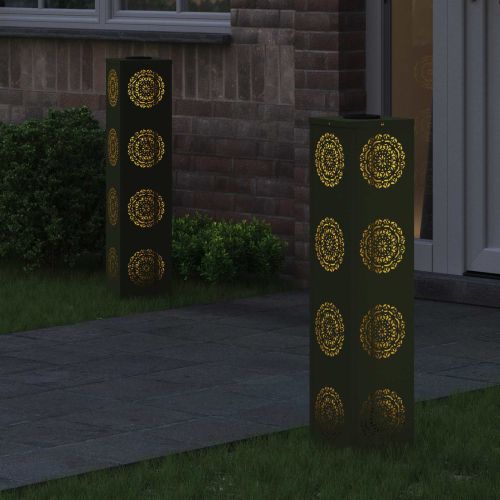 Соларна LED светлина за пътека 2 pcs Маслинено зелено