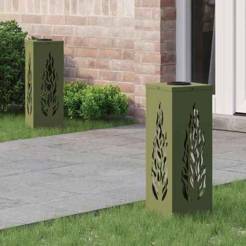 Соларна LED светлина за пътека 2 pcs Маслинено зелено