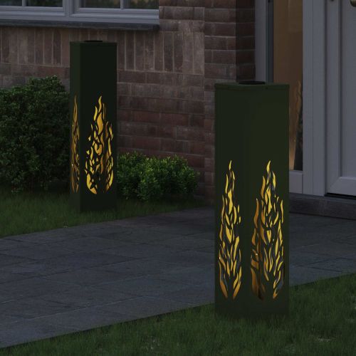 Соларна LED светлина за пътека 2 pcs Маслинено зелено