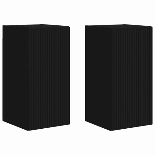TV стенен шкаф 2 pcs Черно 30 x 31 x 60 см Инженерно дърво