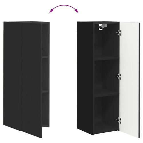 TV стенен шкаф Черно 30 x 31 x 100 см Инженерно дърво