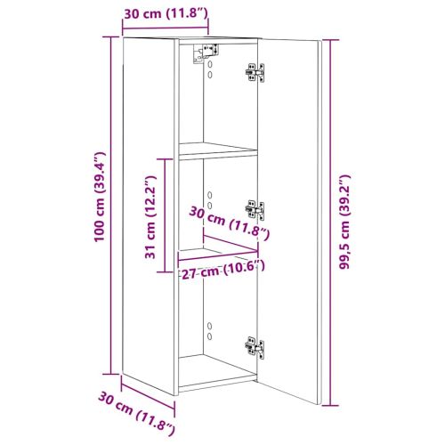TV стенен шкаф 2 pcs Черно 30 x 31 x 100 см Инженерно дърво