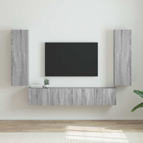 TV стенен шкаф 2 pcs Сив Сонома 30 x 31 x 100 см
