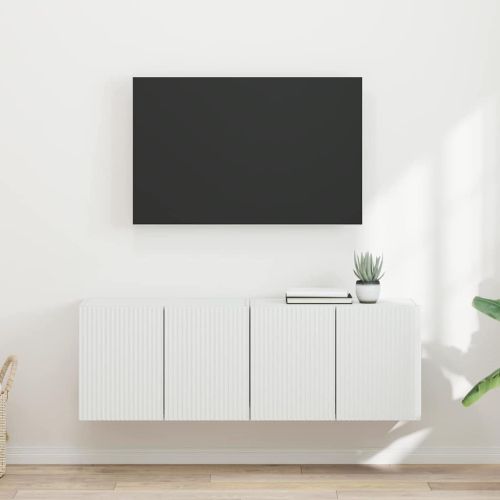TV стенен шкаф 2 pcs Бяло 59,5 x 31 x 40 см Инженерно дърво