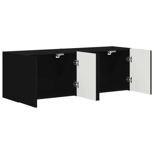 TV стенен шкаф 2 pcs Черно 59,5 x 31 x 40 см Инженерно дърво