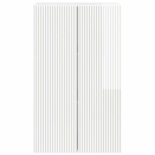 TV стенен шкаф Лъскаво бяло 59,5 x 31 x 100 см Инженерно дърво