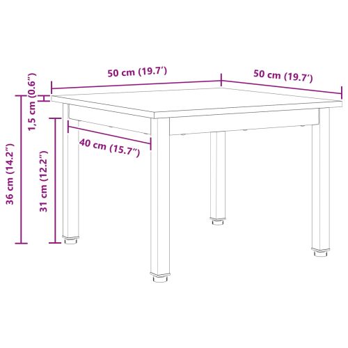 Масичка за кафе Естествен 50 x 50 x 36 см Солидно борово дърво