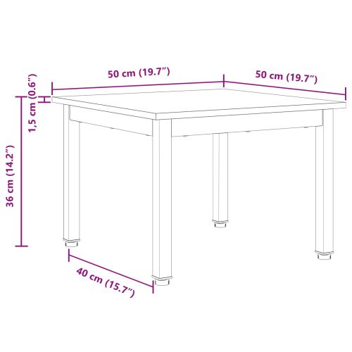 Масичка за кафе Бяло 50 x 50 x 36 см Солидно борово дърво
