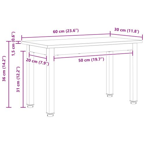 Масичка за кафе Естествен 60 x 30 x 36 cm Солидно борово дърво